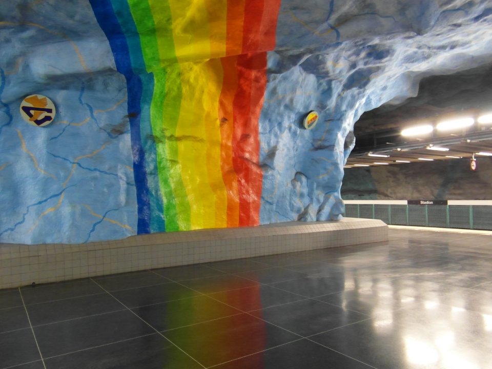 Stockholm Tunnelbana, arte na estação Stadion. Foto: Ingolf, Flickr