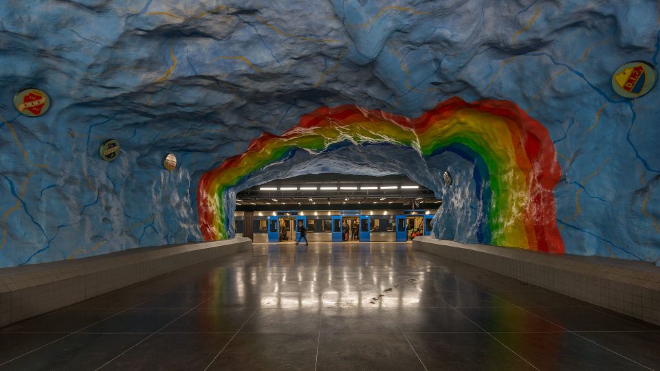 Stockholm tunnelbana, estação Stadion. Foto: Arild Vågen